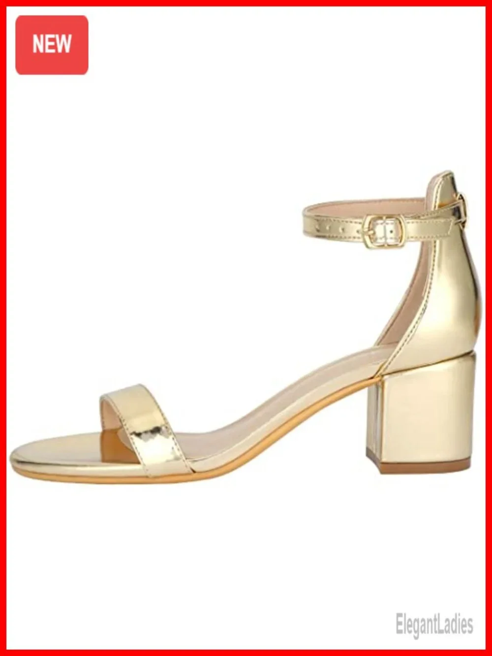 Chunky Block Heel Strappy Ankle Strap Open Toe Sandals, Faux Leather, 2 Inch
